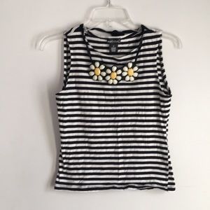 Striped tank top with built in necklace